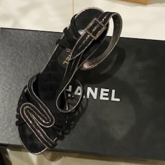 Chanel Heel Quilted Sole Black Silver 36 - Picture 10 of 10